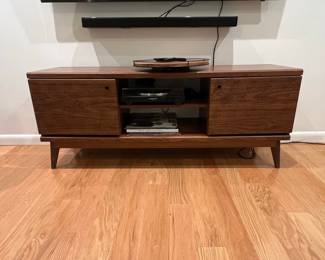 Mid-Century Modern Style Geometric Walnut Media Console