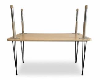 Hairpin Leg Desk with Vertical Posts and a Child-sized table