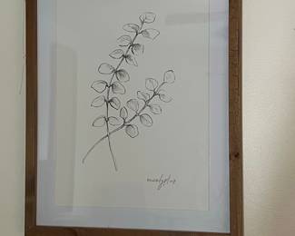 Eucalyptus Line Drawing Framed Art