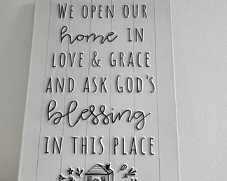 Farmhouse Style 'We Open Our Home In Love & Grace And Ask God's Blessing In This Place' Wall Sign