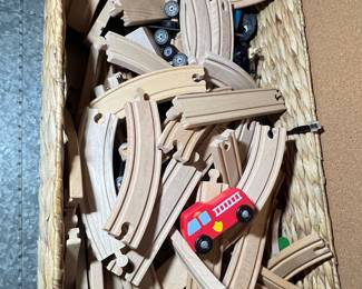 Wooden Train Track and Vehicle Set