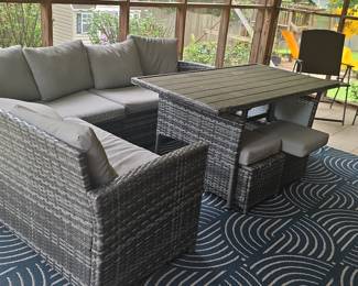 AECOJOY 7-Piece Wicker Outdoor Sectional Sofa and Table Set