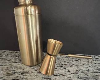Brass Style Cocktail Shaker and Jigger