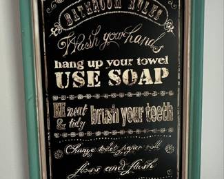 Bathroom Rules Style Framed Wall Sign
