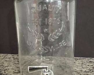 Quality Glassware Est 1875 Style Embossed Glass Beverage Dispenser