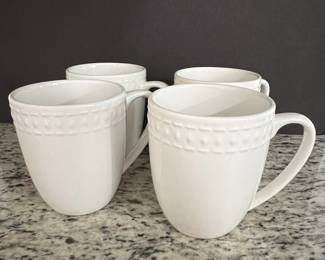 Tabletops Gallery White Embossed Mugs