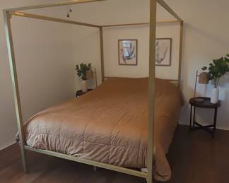 Modern Gold Metal Canopy Queen Bed Frame