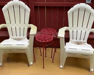 White Lite Adirondacks Side Tables