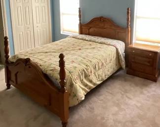 Country Rustic Bed Floral Mattress Frame Nightstand