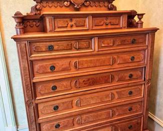 TA129VVintage Wellington Chest Of Drawers Renaissance Revival Style