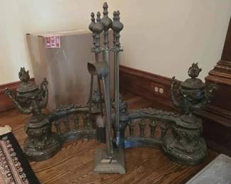 TA131VFireplace Fenders, tools, Andirons French bronze circa 1900 est $800