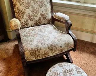 TA127VAntique Platform Rocker With Footstool est $450