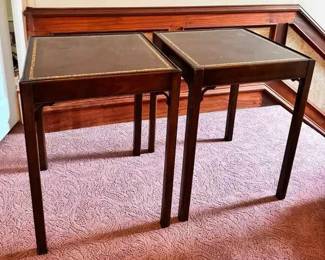 TA134Antique Mahogany Side Tables With Leather est $300