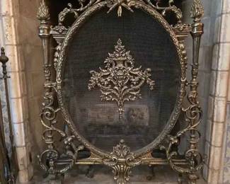 TA130Fireplace screen French brass circa 1900 est $800