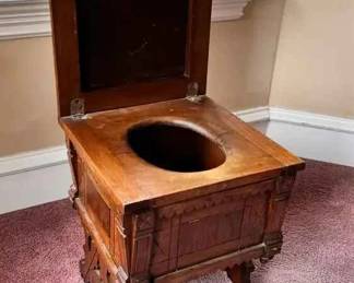 TA138Antique Commode With Needlepoint Seat est $150