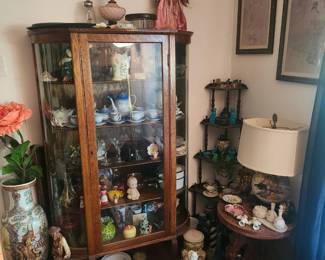 Large Asian Vase, Curio Cabinet, Occupied Japan, Lamps, Corner shelf, Metal Fireplace Knight