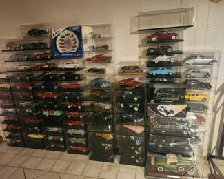 Danbury Mint collector Cars of all kinds,  Car collector's wall clock in box, Butler stand