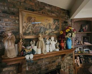 Angel Wall art with Ornate Frame, various Angel decor, Vases, photo frames and Fireplace accessories