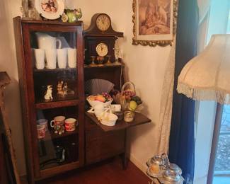 Antique Furniture, clocks, Milk Glass, Figurines, Smoking stand, Lamp