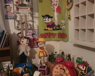 Vintage Betty Boop Calendar, Clocks, wind chimes, soft dolls 