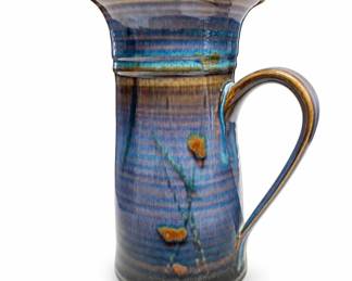 Lot 528: Studio Pottery Pitcher with Layered Blue & Amethyst Glaze