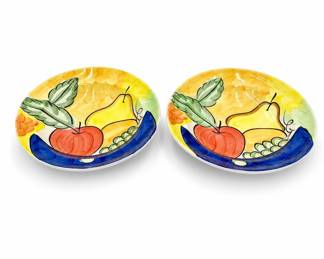 Lot 304: Pair of Bella Ceramica Hand-Painted Fruit Bowls