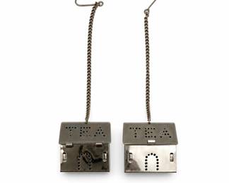 Lot 499A: Pair of House-Form Tea Infusers with Chains
