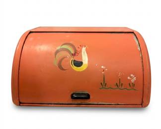 Lot 43: Ransburg Hand Painted Rooster Bread Box