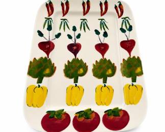 Lot 306: Hand-Painted Vegetable Motif Ceramic Serving Platter