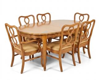 Lot 377: French Provincial Dining Set, Extendable Table & 6 Chairs
