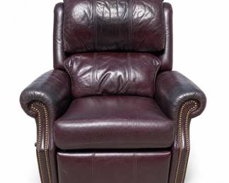 Lot 314: Oxblood Leather Recliner with Nailhead Trim