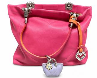 Lot 380: Pink Leather Heart Handbag, Attributed to Brighton