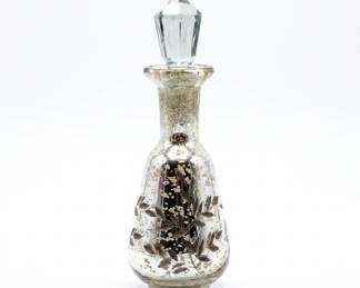 Lot 19: Etched Mercury Glass Bottle with Stopper