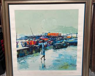 Lot 487: Nicola Simbari Signed Serigraph, Harbor Scene 281/300