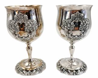 Lot 473: Pair of Reed & Barton "King Francis" Silverplate Goblets