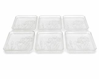 Lot 394: Set of 6 Frosted Glass Iris Dishes