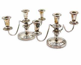 Lot 472: Pair of Sheffield Silver Co. Silverplate 3-Light Candelabra