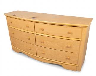 Lot 373: 6-Drawer Bowfront Dresser in Light Wood Finish