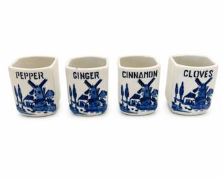 Lot 398: Set of 4 Czechoslovakia Delft-Style Spice Jars