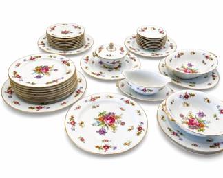 Lot 392: Sango "Dresdenia" China Dinner Set with Gold Trim