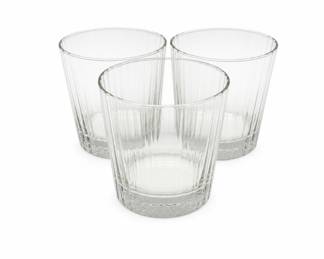 Lot 494A: Set of 3 Ribbed Glass Rocks Tumblers