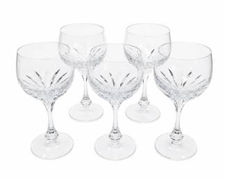 Lot 379A: 5 Cut Crystal Balloon Wine Goblets