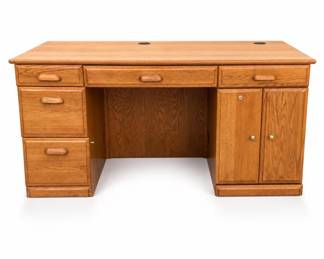 Lot 311: Solid Oak Double-Pedestal Executive Desk