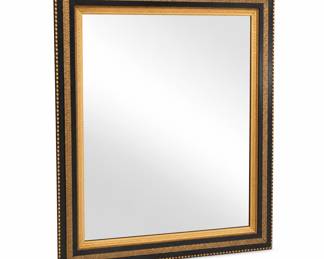 Lot 493: Ebonized & Gilt Framed Wall Mirror