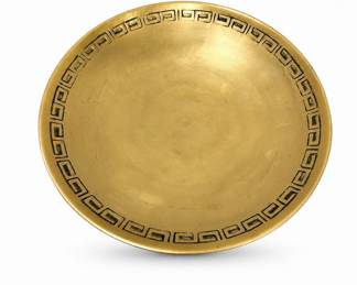 Lot 6: Vintage Brass Greek Key Pedestal Bowl