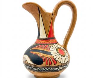 Lot 10: Signed Mexican Pottery Floral Pitcher