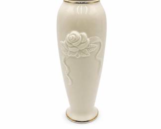 Lot 85: Lenox Embossed Rose Bud Vase with Gold Trim