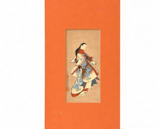 Lot 196: Standing Courtesan Woodblock Print after Kaigetsudo
