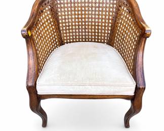 Lot 323: Vintage French Provincial-Style Cane Barrel Chair
