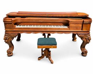 Lot 316: Sherman & Hyde S.F. Square Grand Piano with Stool
